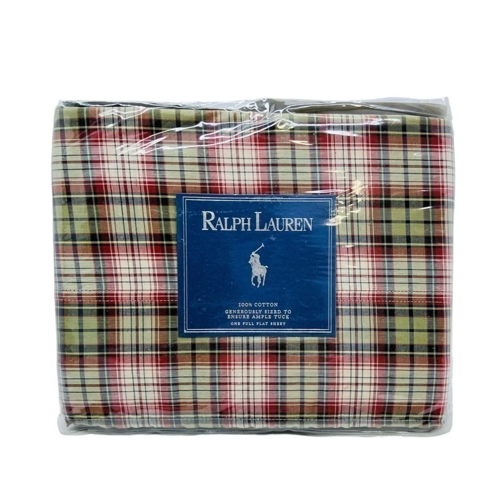 Vintage Ralph Lauren Elgin Plaid Full Flat Sheet New NWT (matches Charlotte)